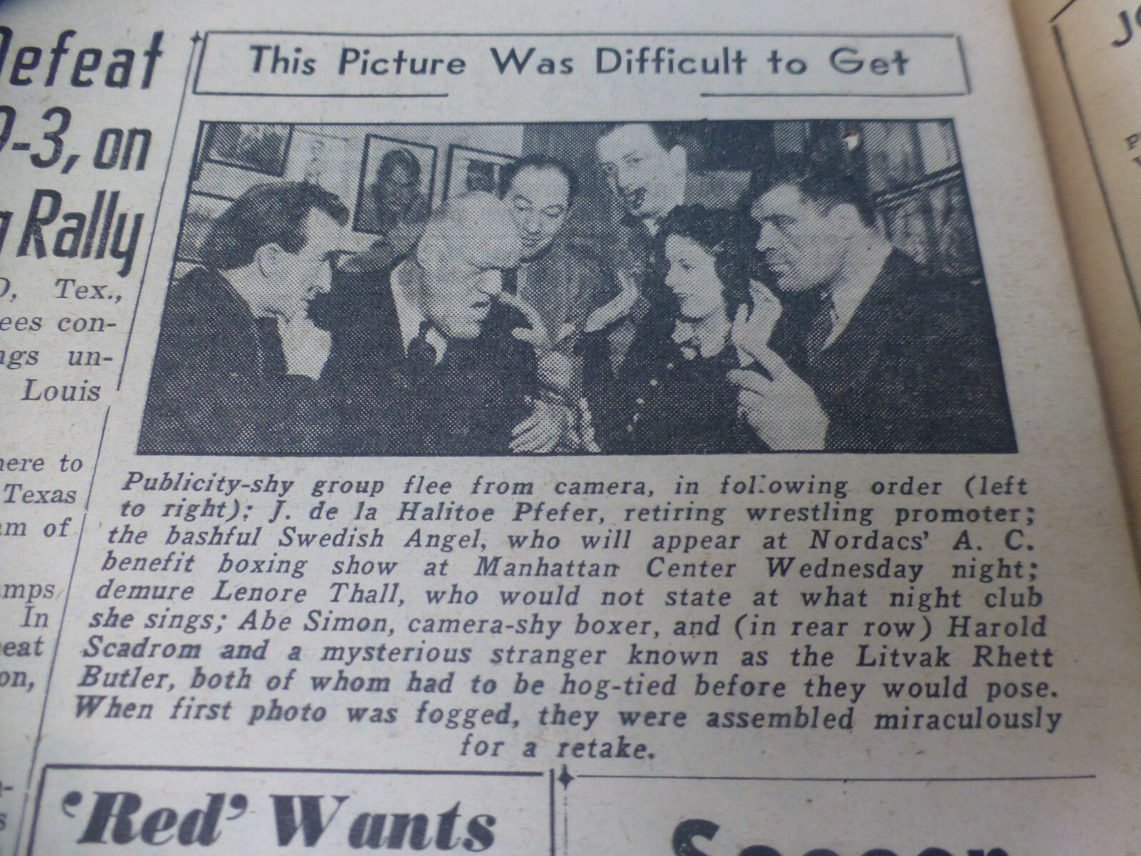 1940 Daily Mirror N.Y.C. Newspaper April 2 Coca Cola Ad Swedish Angel Wrestler
