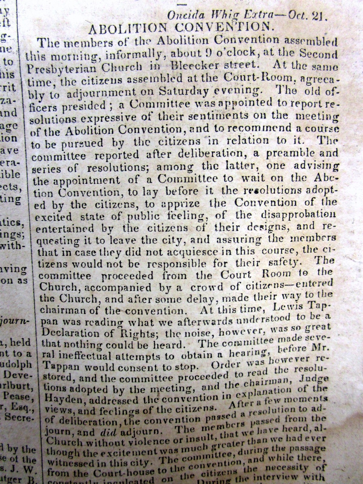 2 1835 Richmond VA newspapers w ANTI-SLAVERY CONVENTION held in UTICA New York