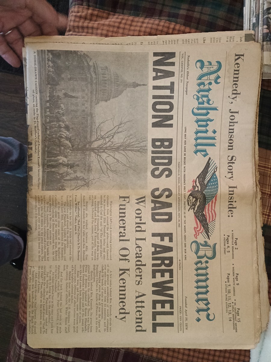 Nashville Banner Nov 25 1963 JFK Funeral Newspaper