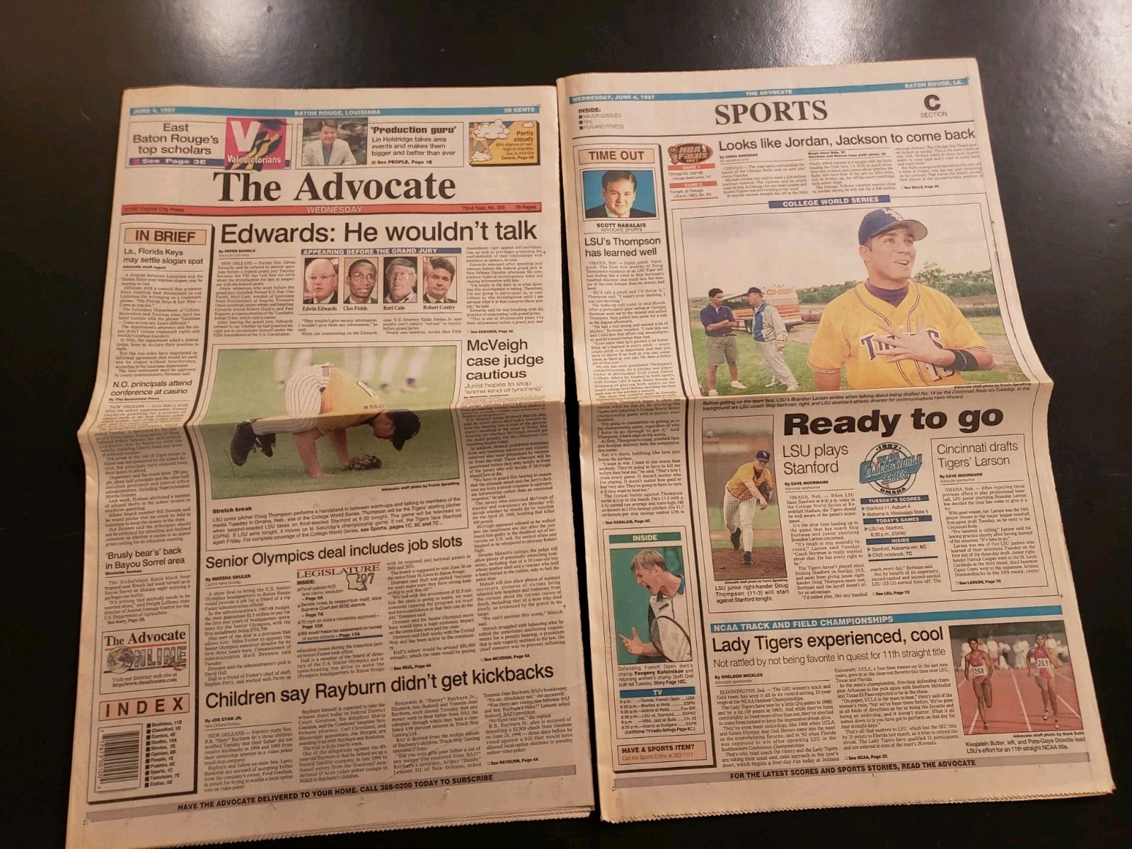 LSU Tigers 1997 Baseball College World Series CWS The Advocate Newspapers