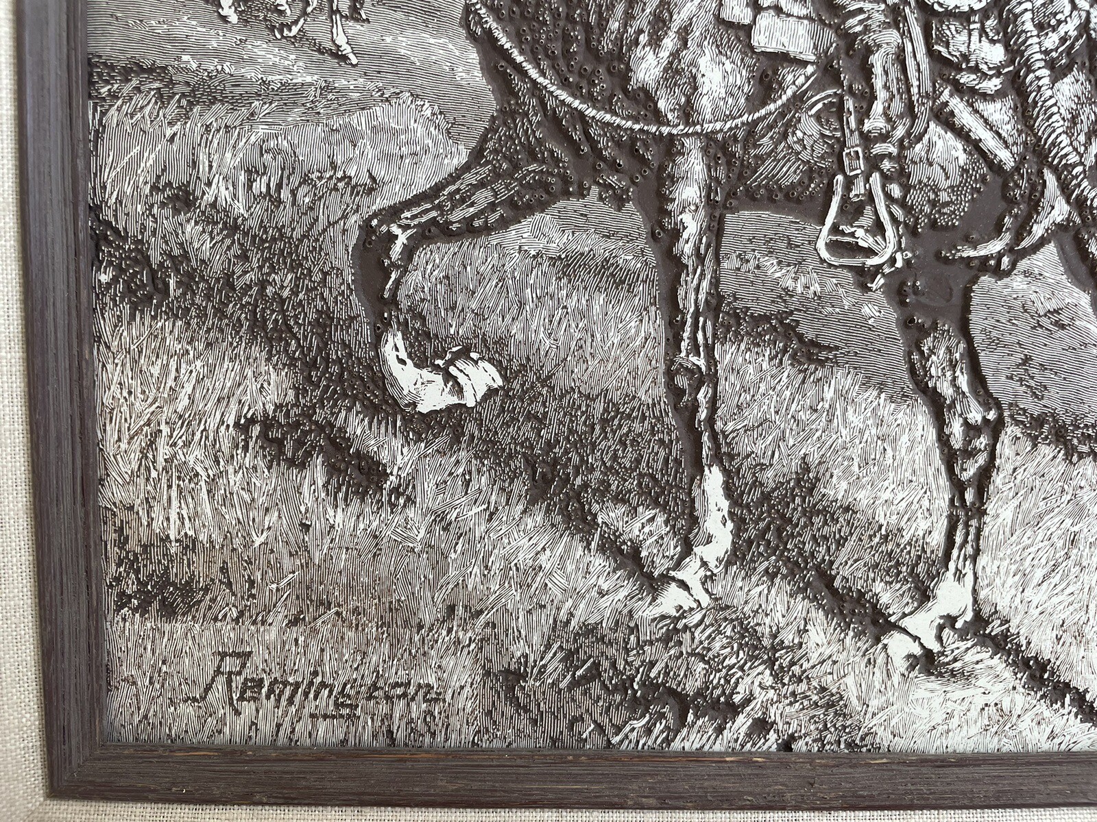 1886Harper’s Weekly Magazine Cover Page Engraved/Texture Art by Remington Framed