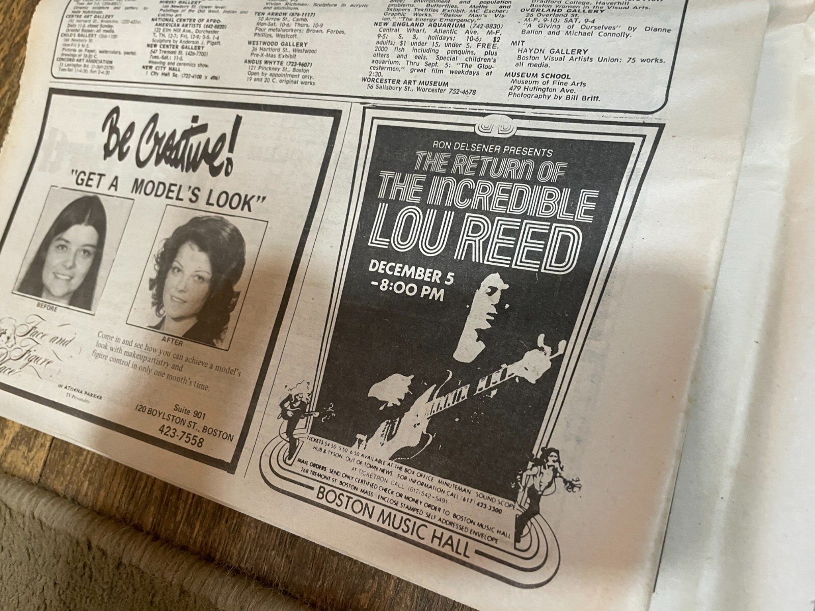 Boston Phoenix Newspaper November 1973 Lou Reed Concert Ad James Dooling