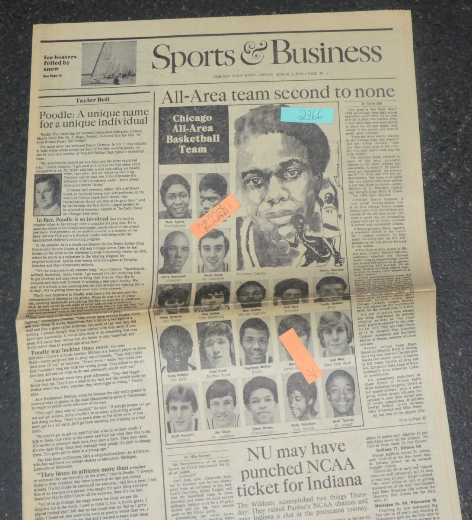 78 Isiah Thomas High School All Area All Star Basketball Team Chicago Newspaper