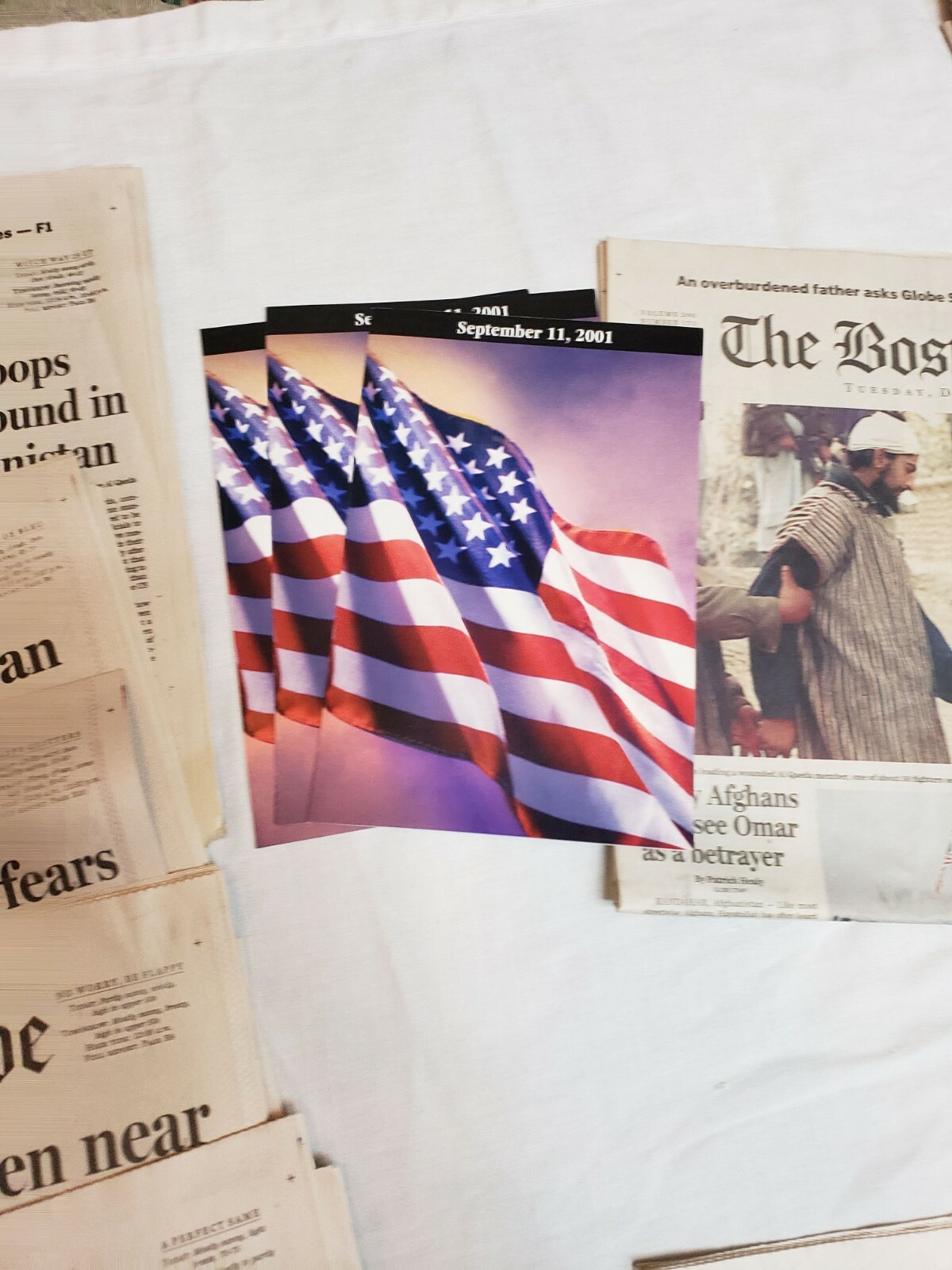 Large September 11, 2001 The Boston Globe Newspaper Lot – War on Terror Reports