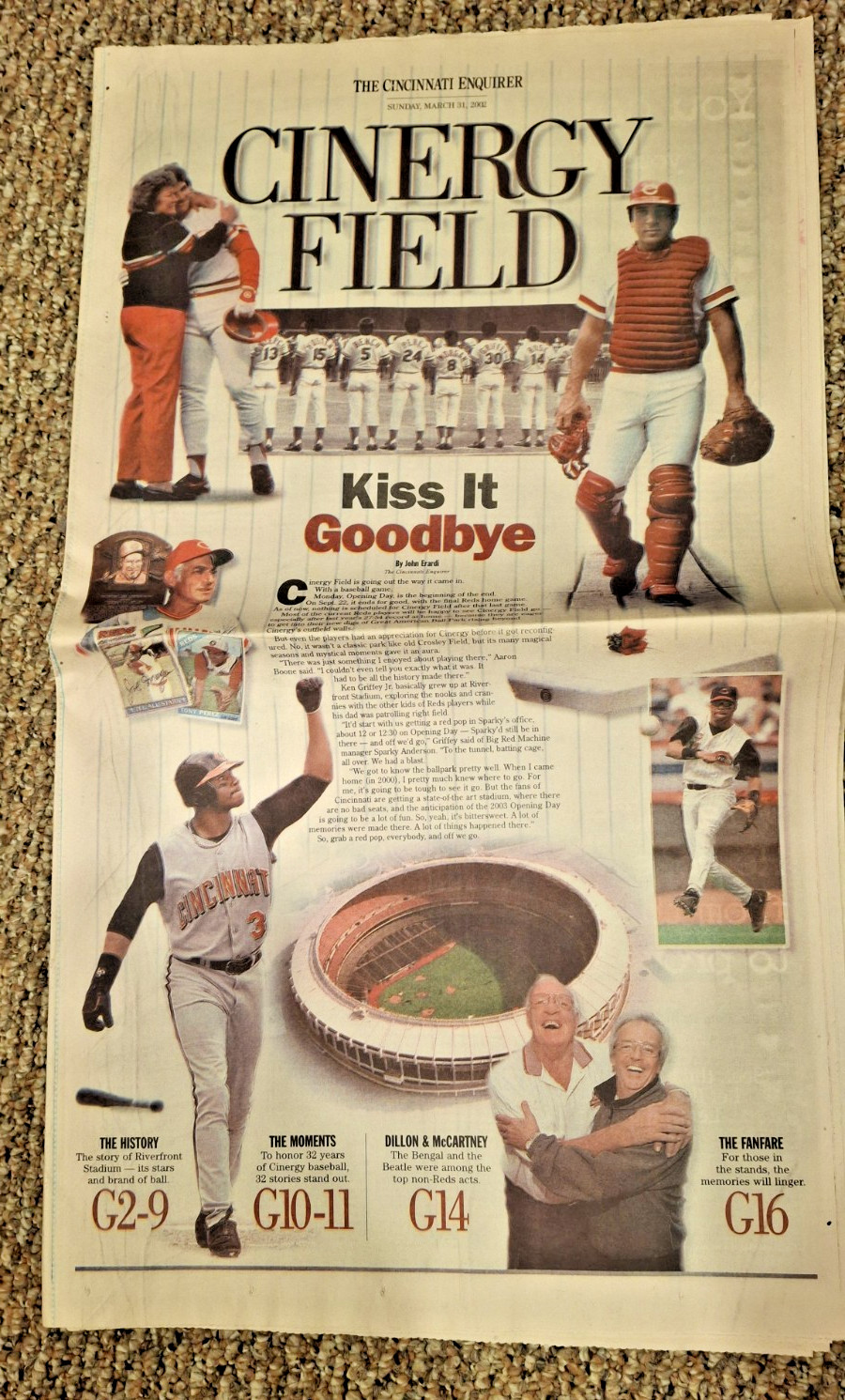 Cincinnati Enquirer Newspaper – Reds Browning Perfect Riverfront Cinergy GABP