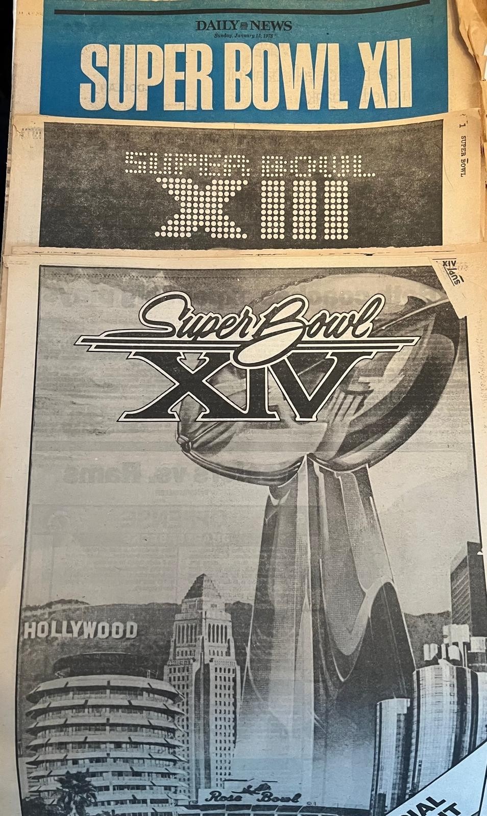 lot of 3 NEW YORK DAILY NEWS SUPER BOWL pull out insert sections 1978,1979,1980