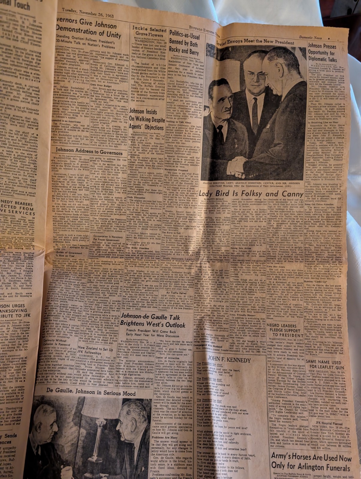 Special Commemorative Edition Of John F. Kennedy 35th President Paper Nov 1963
