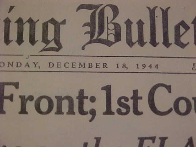 VINTAGE NEWSPAPER HEADLINE ~WORLD WAR 2 HITLER V-BOMB ATTACK U.S. ARMY WWII 1944
