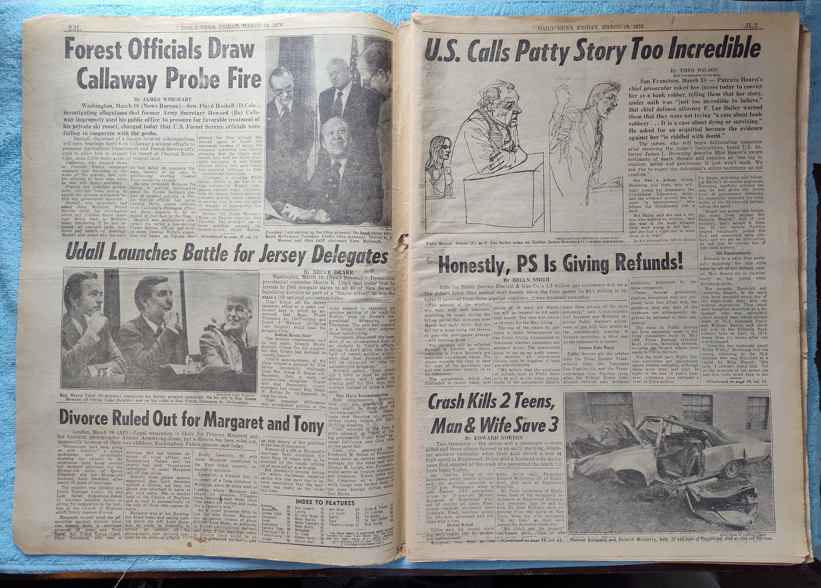 New York Daily News 19 March 1976 Patty Hurst Yogi Berra Toyota Corolla Ad More!