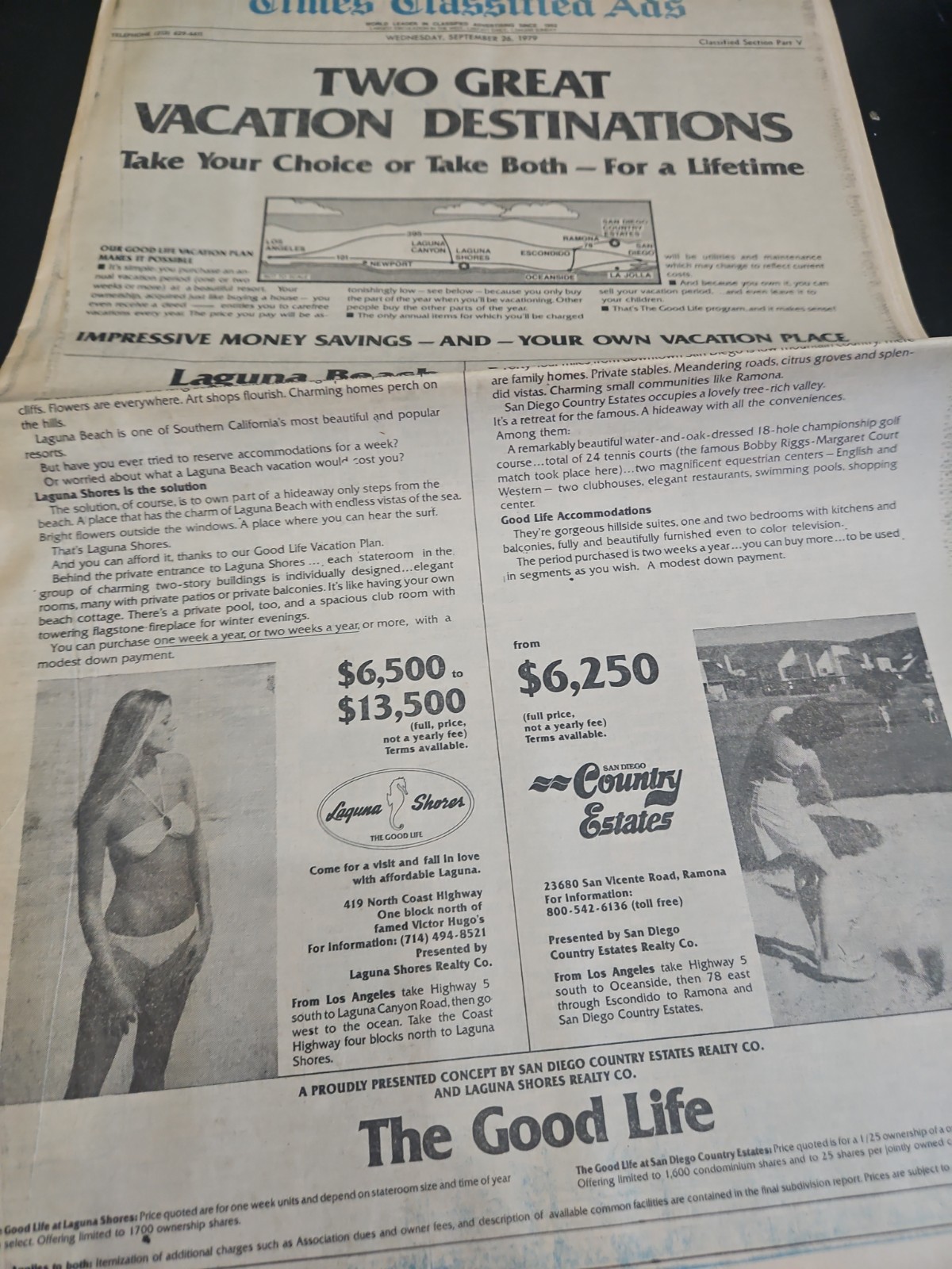 LOS ANGELES TIMES SEPTEMBER 26 1979 COMPLETE ORIGINAL HUGE NEWSPAPER 132 PAGES