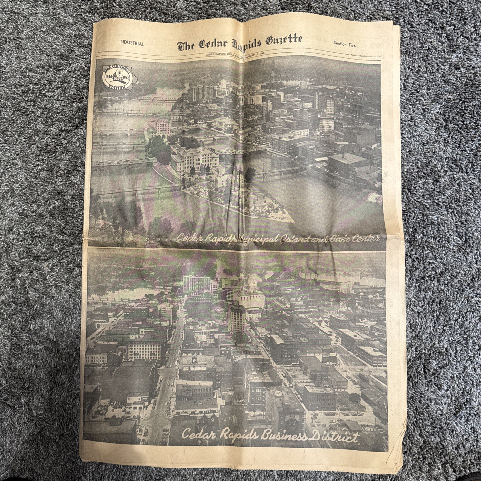 old newspapers lot 1936 Des Moines Sun. Reg. 1946 Cedar Rapids Gazette Iowa Cent