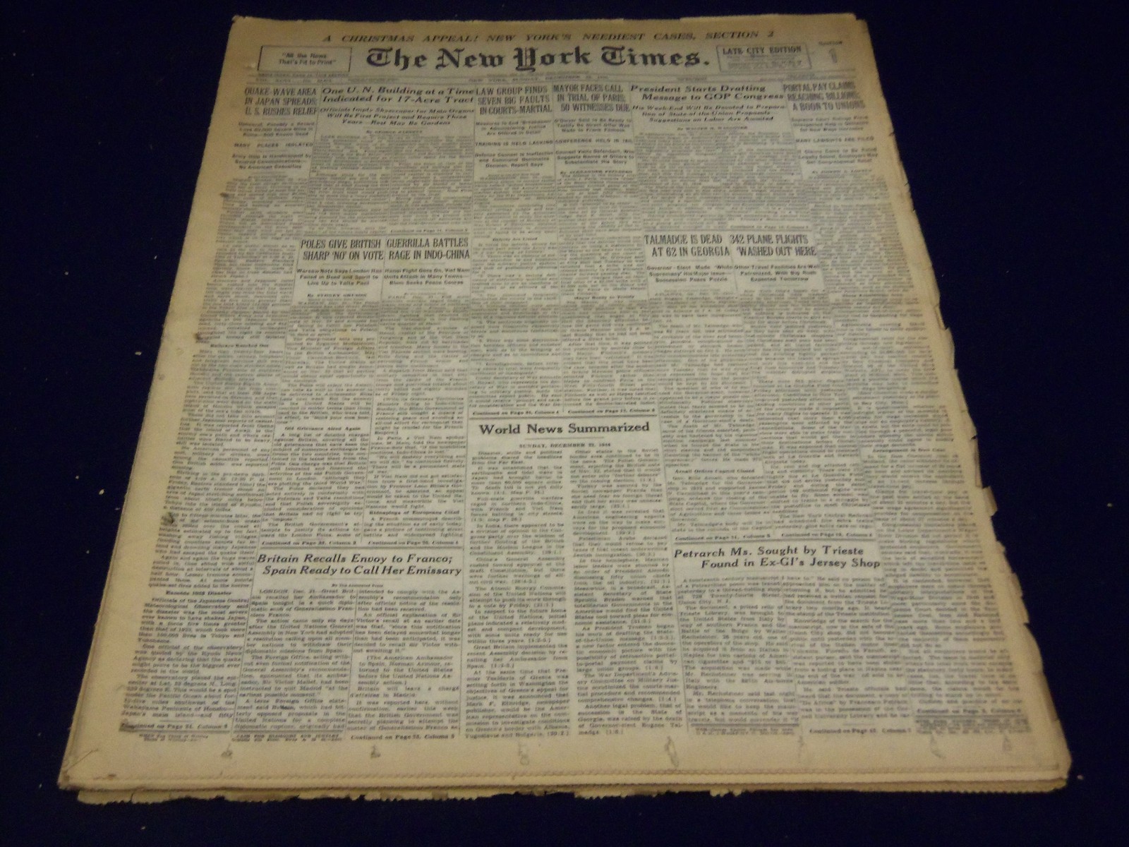 1946 DEC 22 NEW YORK TIMES – ONE U. S. BUILDING AT A TIME FOR 17 ACRE- NT 2240
