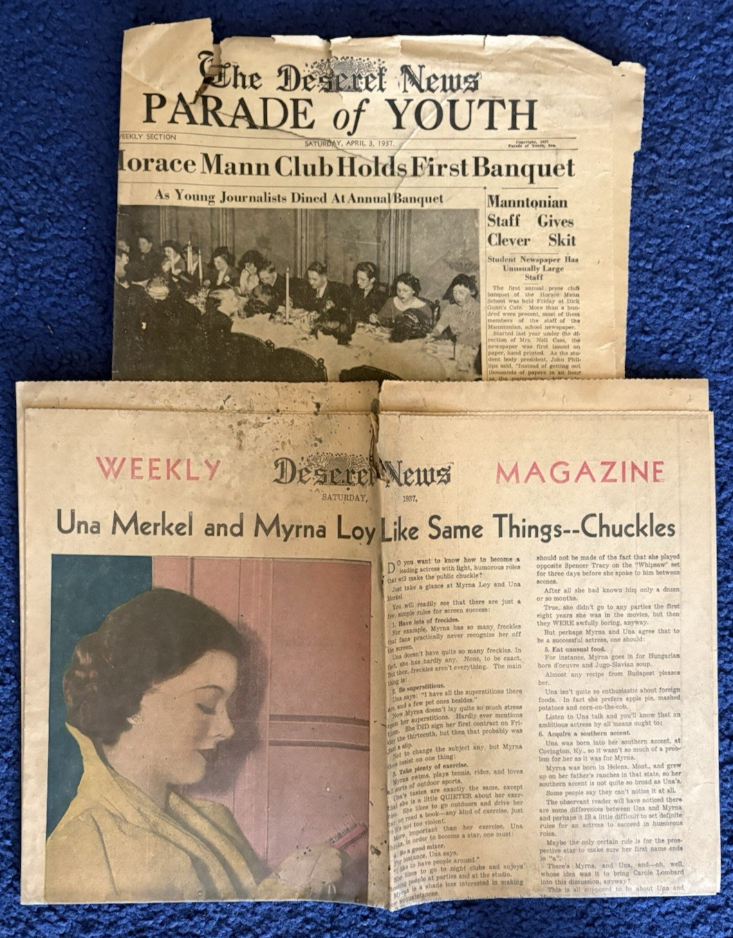 THE DESERT NEWS 1937 NEWSPAPER SECTION Lot of 2-Salt Lake City Utah