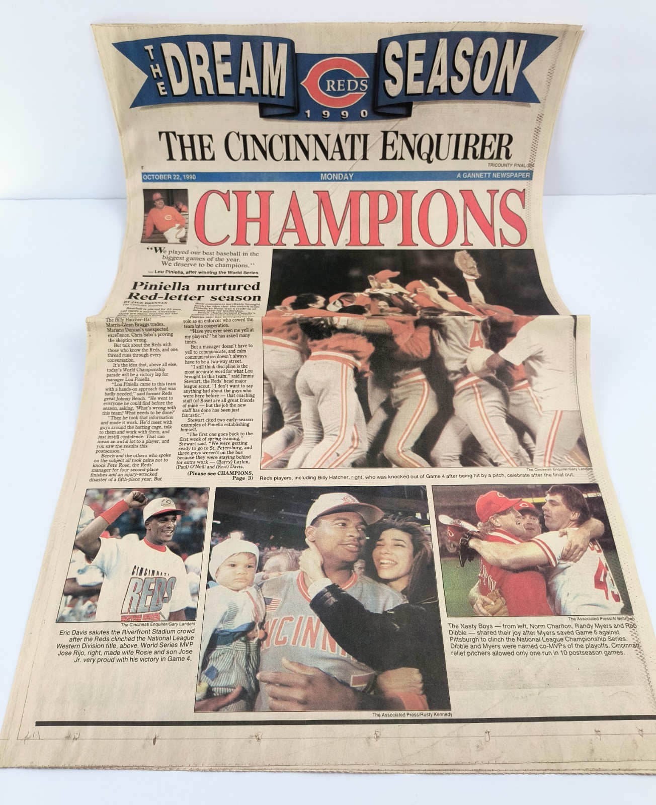 Cincinnati Reds 10/22/1990 World Series Champions Jose Rijo Newspaper L6