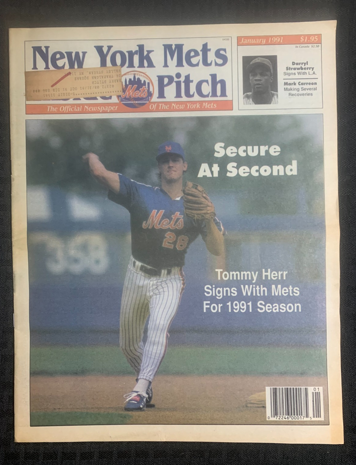 1991 Jan NEW YORK METS INSIDE PITCH Newspaper FN 6.0 Darryl Strawberry