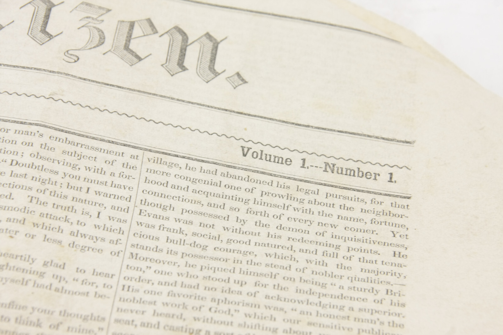 Independent Citizen FIRST ISSUE Oct 30, 1849 Newspaper Northampton MA – cut poor