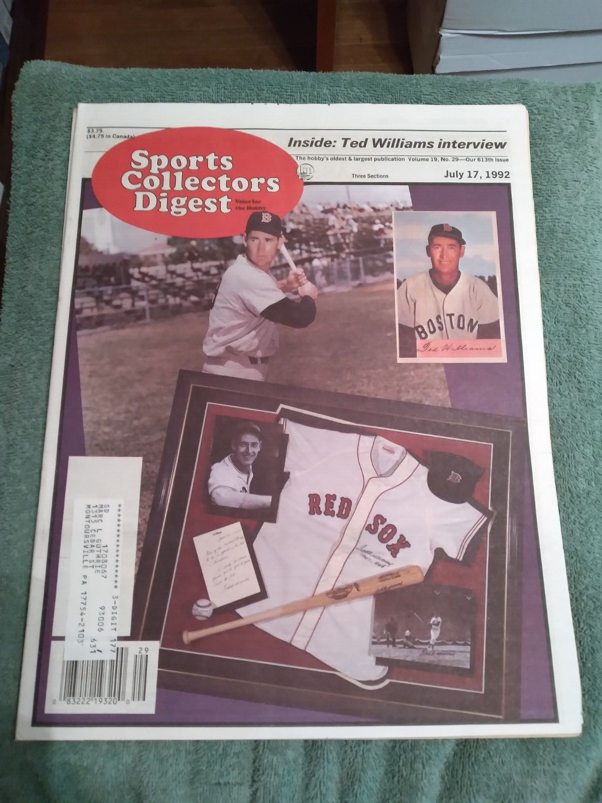 July 17, 1992 Sports Collectors Digest Boston Red Sox HOF OF Ted Williams