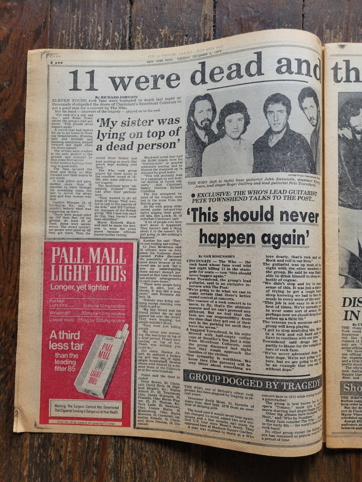 New York Post Newspaper, Dec 4, 1979, Iran Sets Spy Trials, The Who Stampede