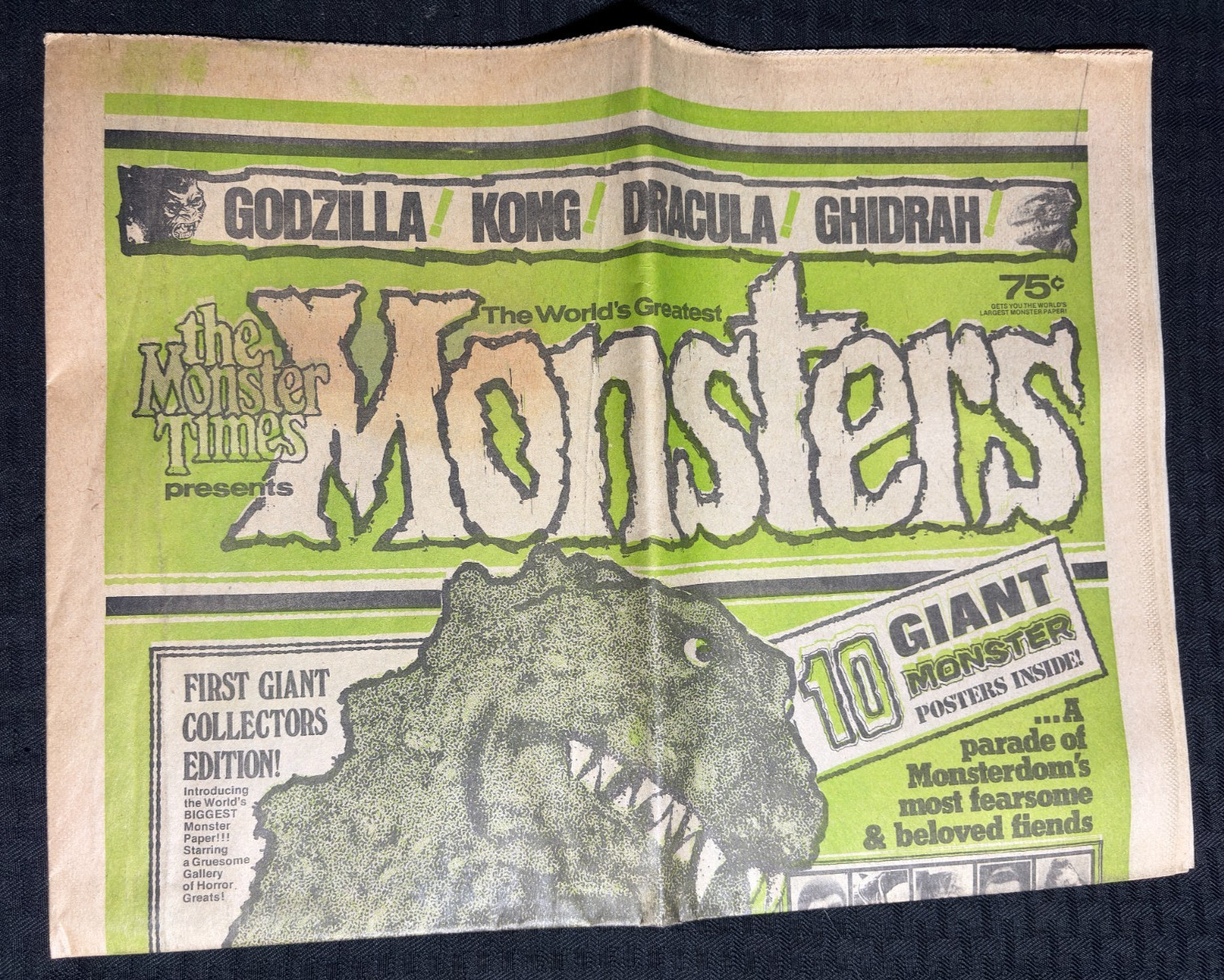 1974 THE MONSTER TIMES Giant Newspaper #3 VG 4.0 with 10 Posters / Dracula