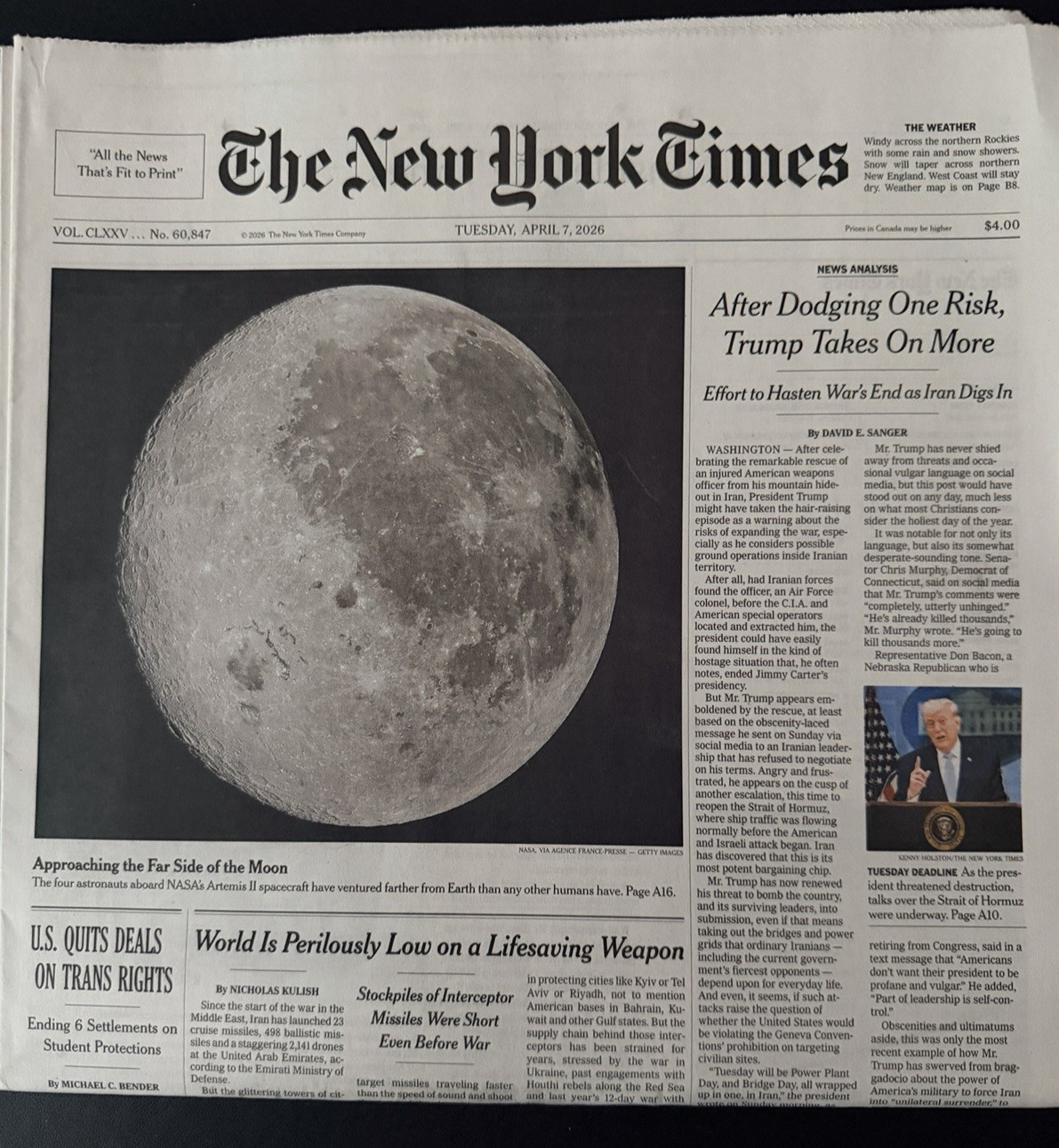 The New York Times Newspaper LOT/12 April 1 2 3 4 5 6 7 8 9 10 11 12 -2026 NEW