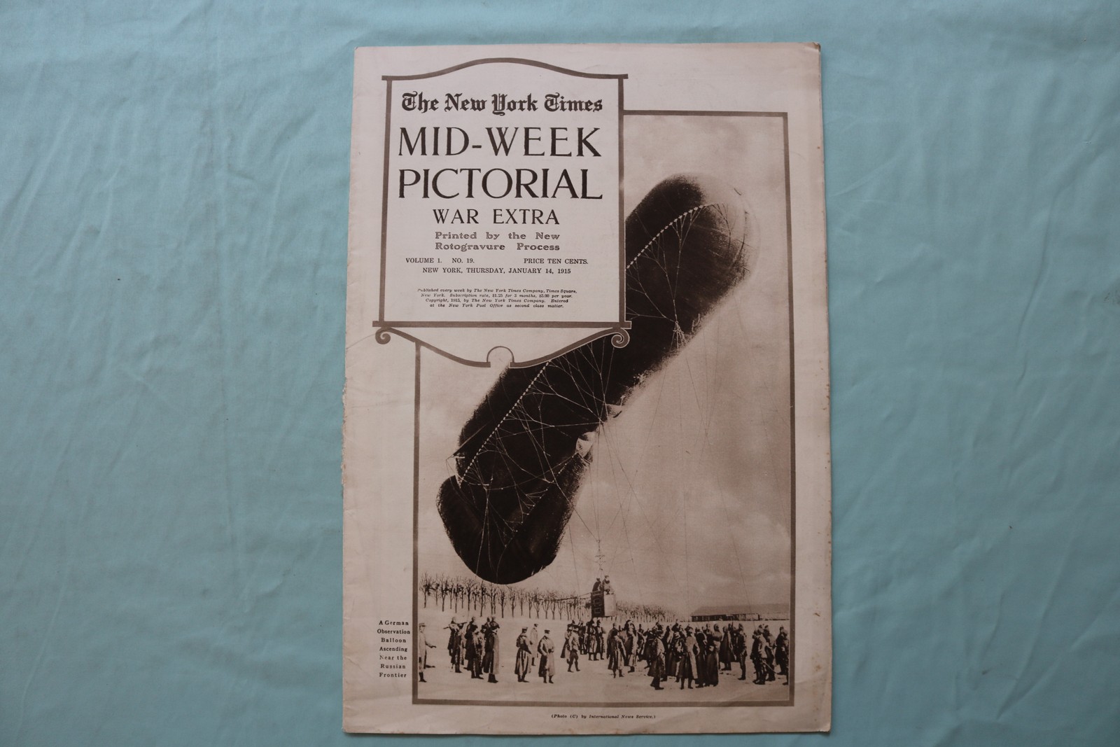 1915 JAN 14 NEW YORK TIMES MID-WEEK PICTORIAL WAR EXTRA- GERMAN BALLOON -NP 9124