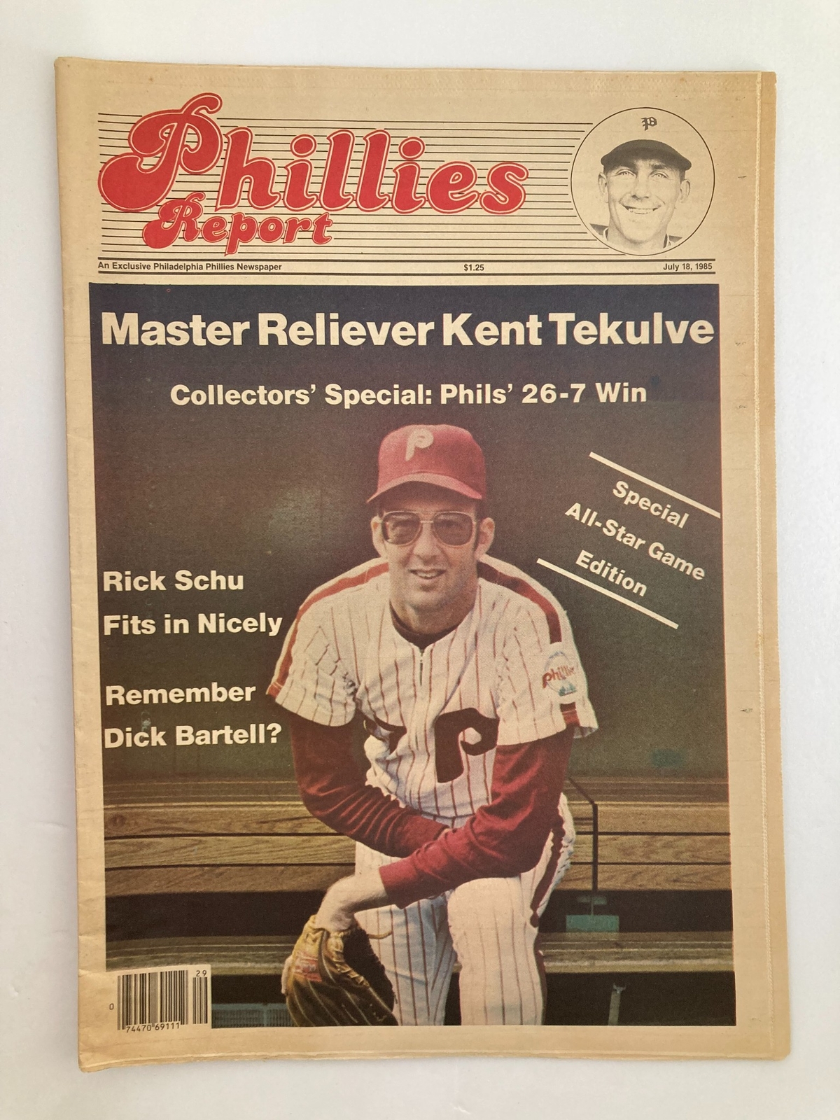 Philadelphia Phillies Report Newspaper July 18 1985 MLB Phils Kent Tekulve