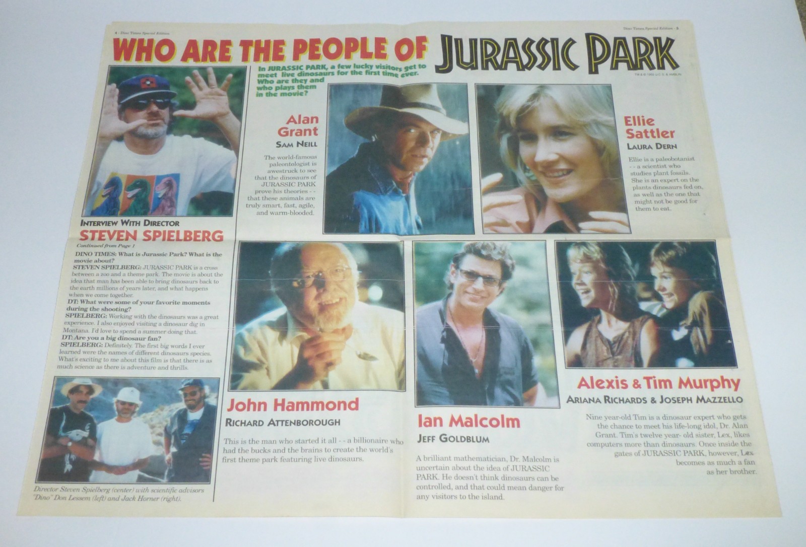 Dino Times: Jurassic Park Special Edition, Promotional Newspaper, Spring 1993