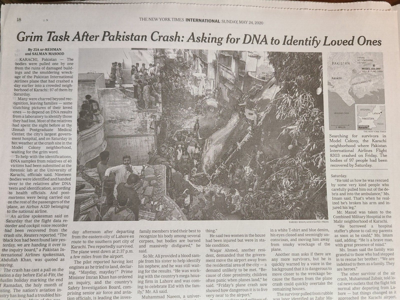 New York Times Newspaper Sunday May24 2020 US Death Near 100,000 Late Edition