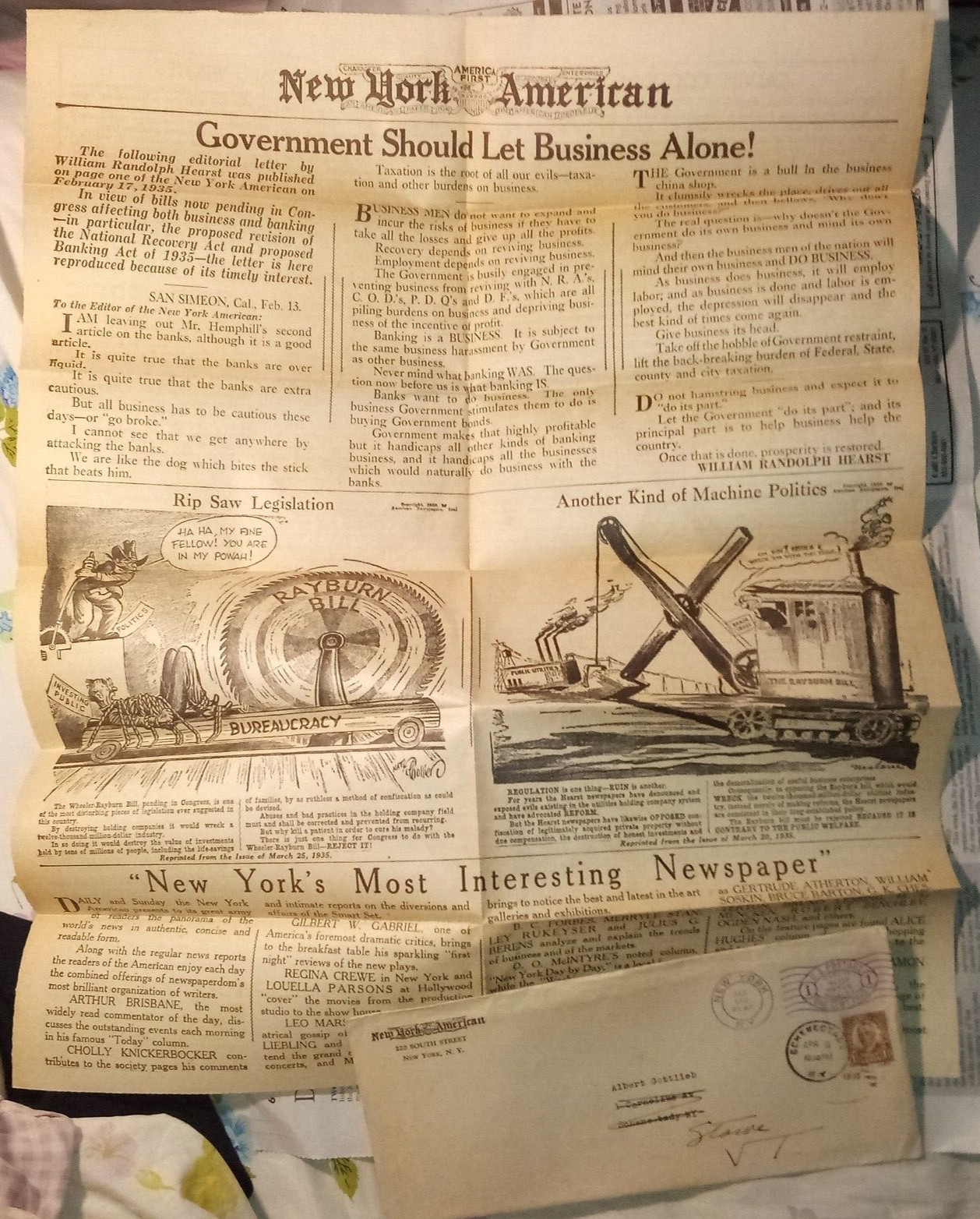 1935 New York American Newspaper approx. 17X22″ Poster