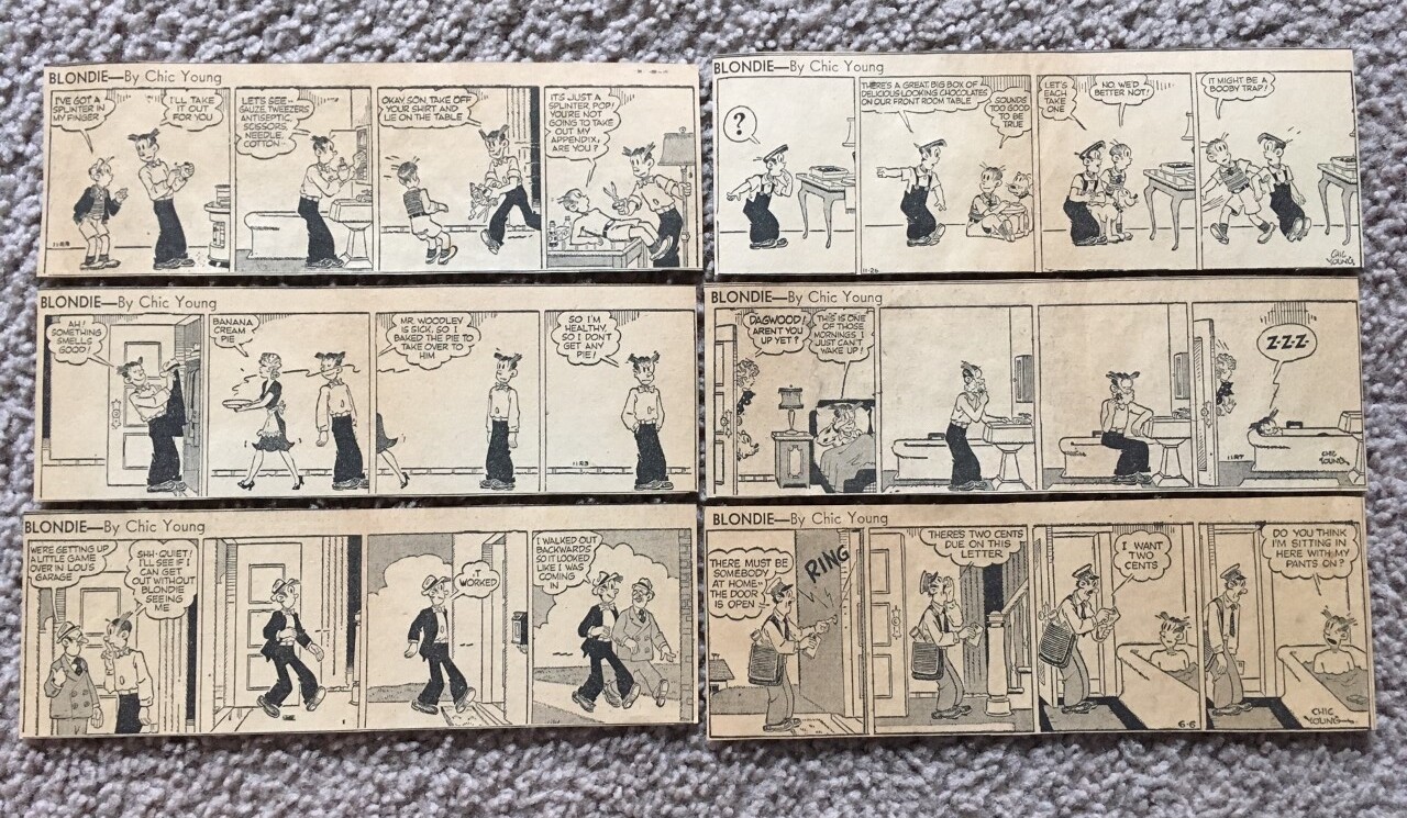 Vintage 1940’s Blondie WW2 Era Newspaper Comic Strips St Louis Lot of 6