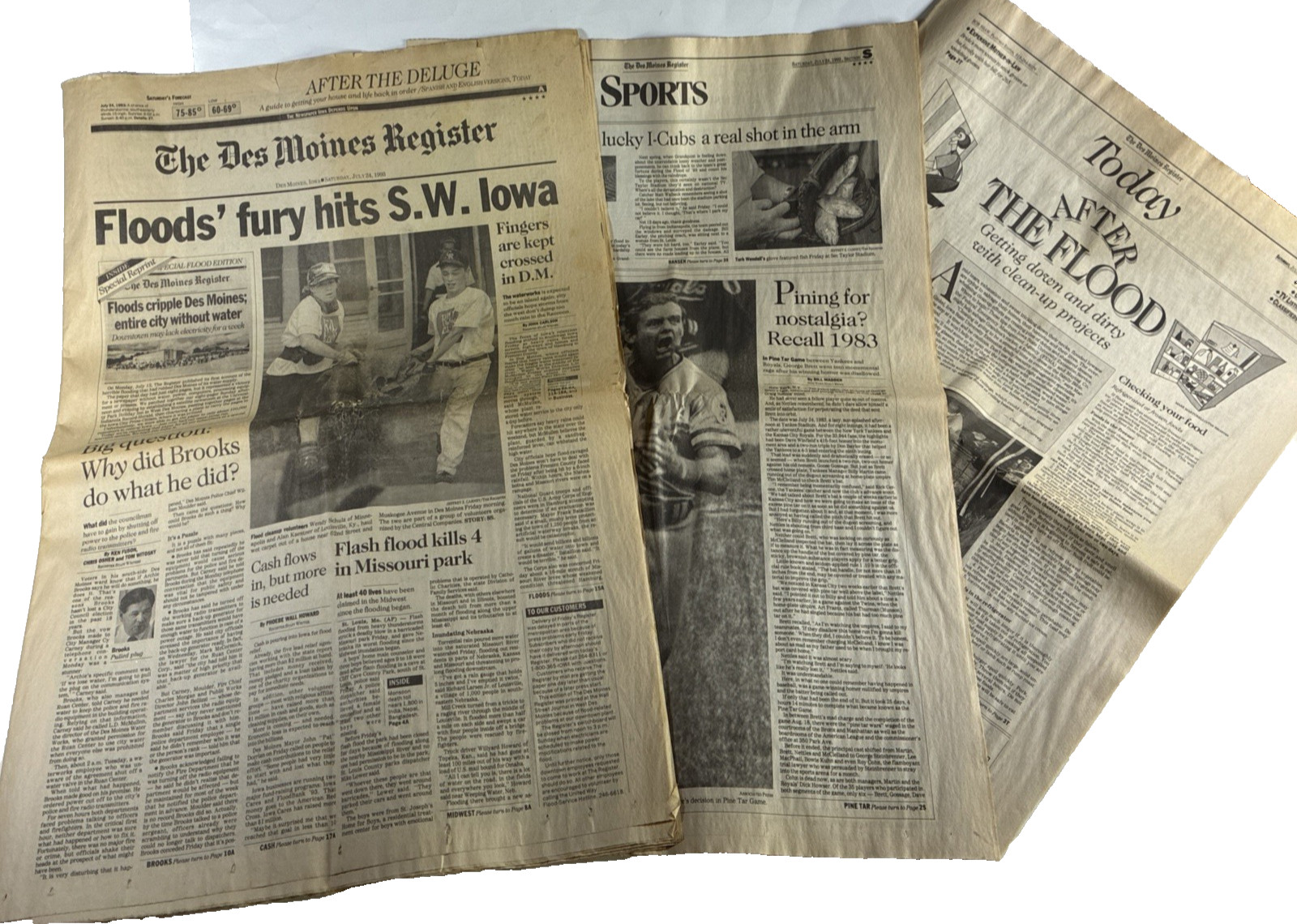 Des Moines Register July 24 1993 Newspaper Iowa Flood of 93 Historic Clean Up