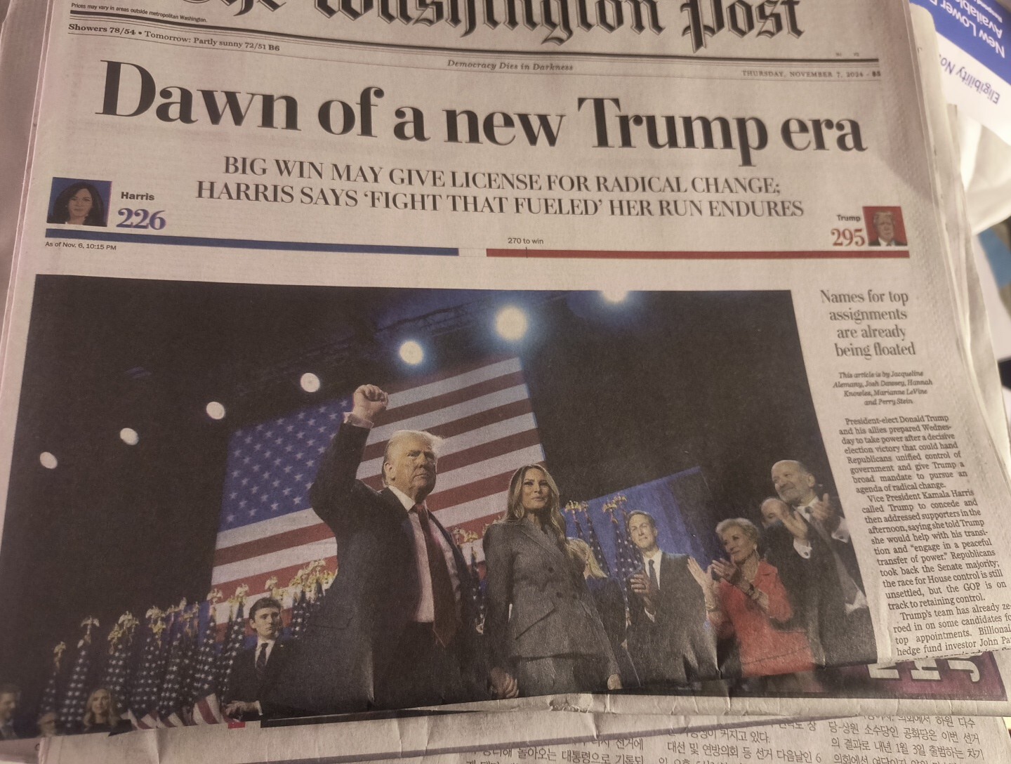 The Washington Post• Election 2024~Dawn of a New TRUMP Era November 7, 2024
