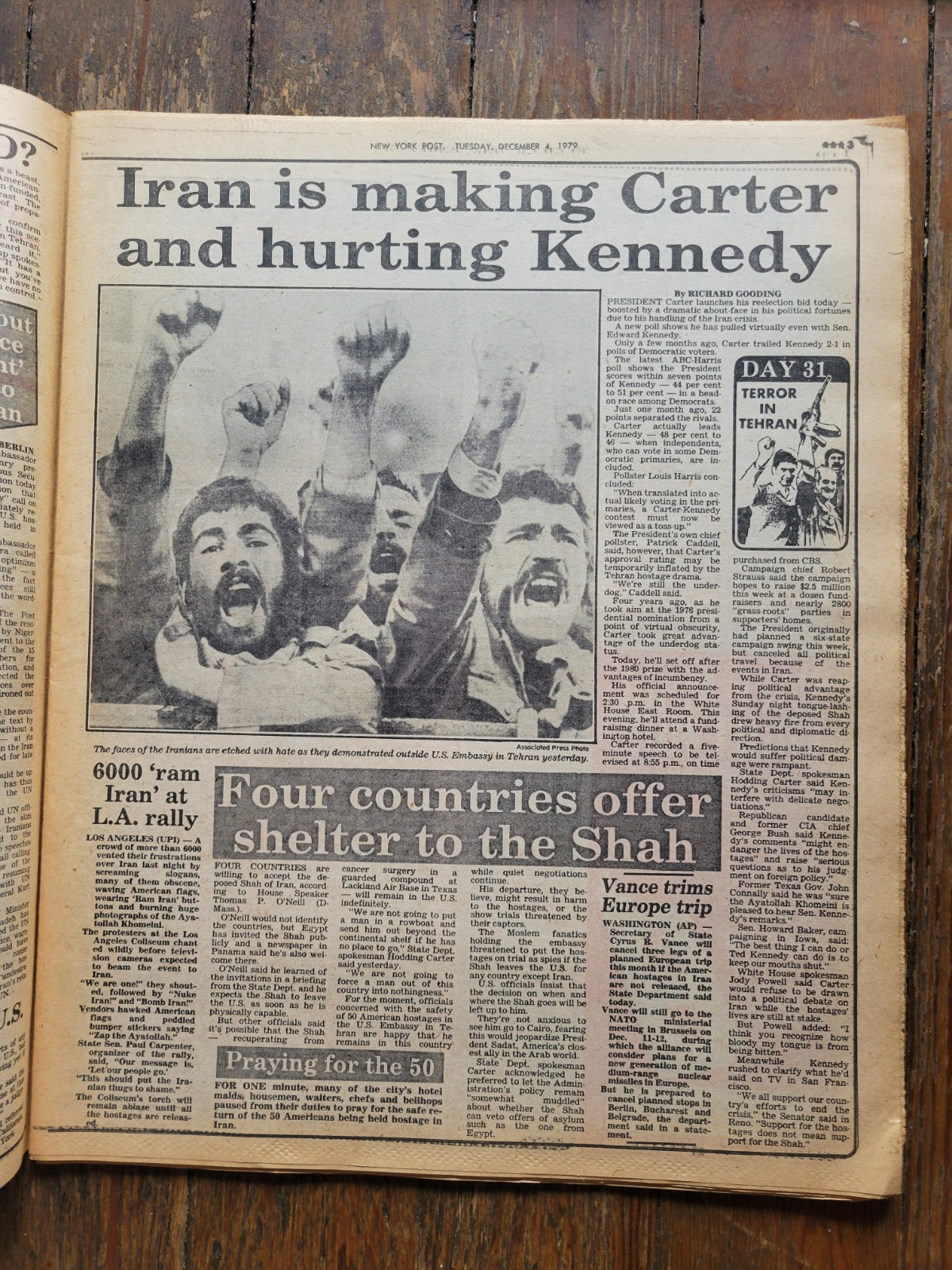 New York Post Newspaper, Dec 4, 1979, Iran Sets Spy Trials, The Who Stampede