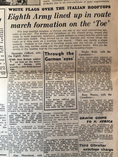 Italy Invaded Newspaper 1943