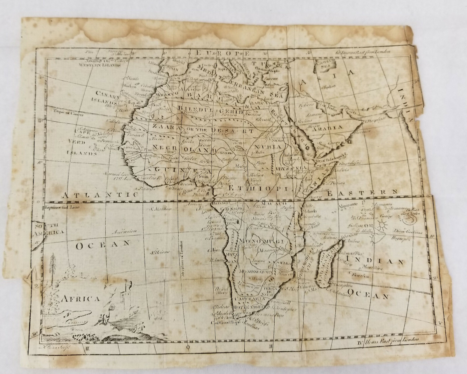 Antique 18th Century Fine English Map of Africa Phinn London 1778