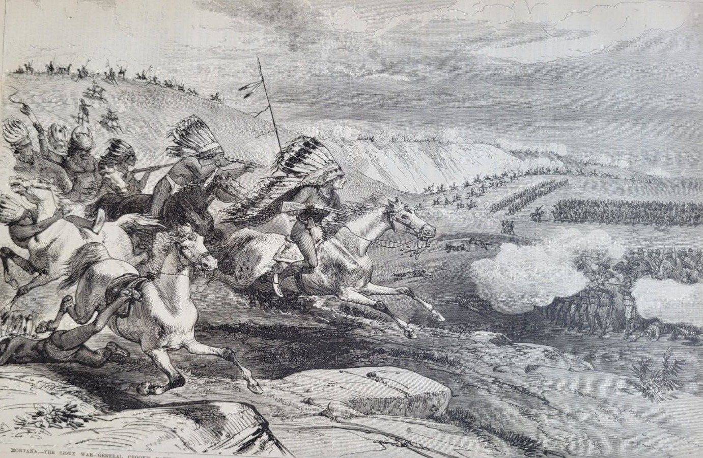 Frank Leslie’s 8/12/1876 Sioux Wars / Battle of Rosebud River rare issue!