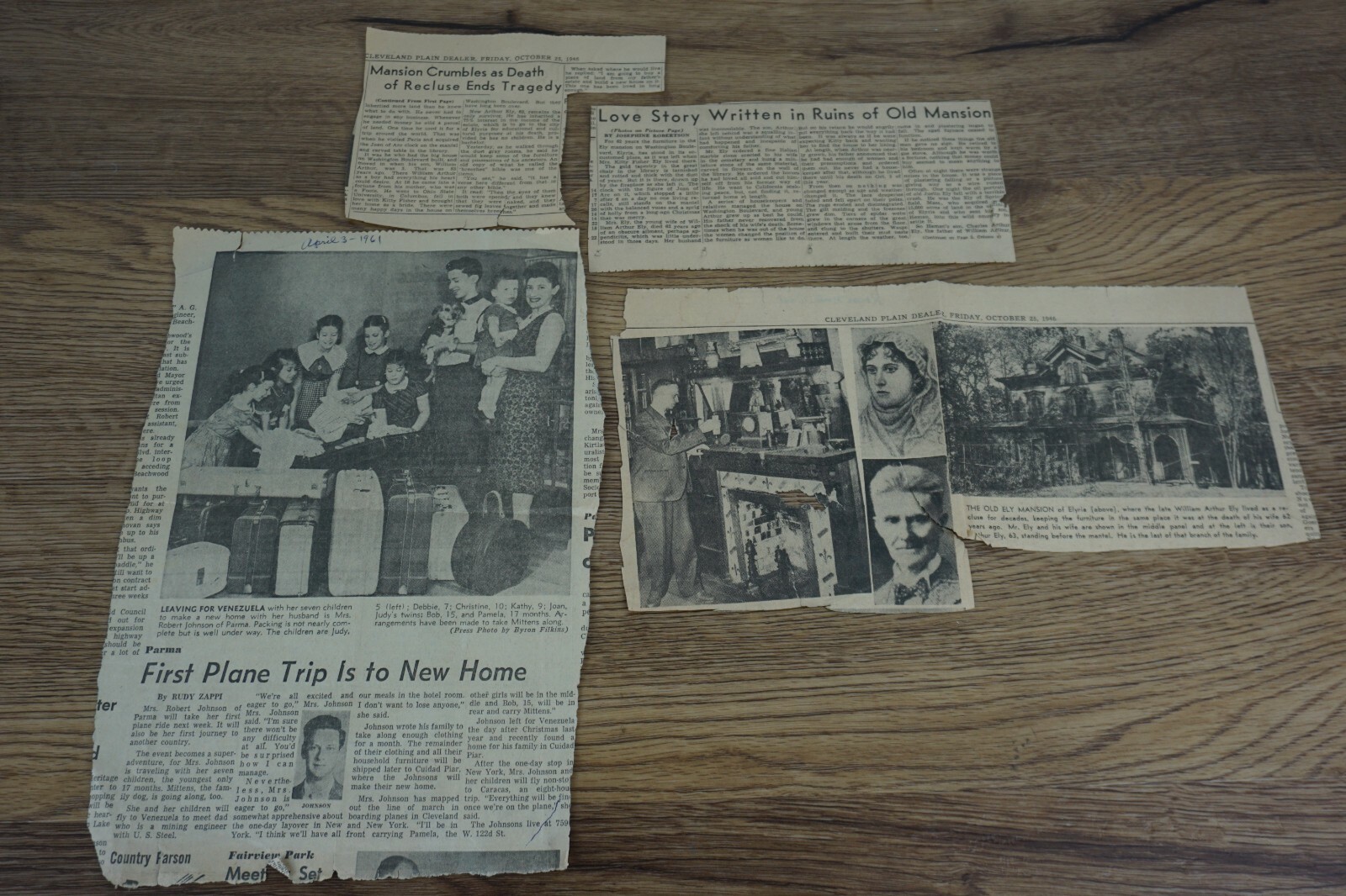 Old 1946 1940s Newspaper Clippings