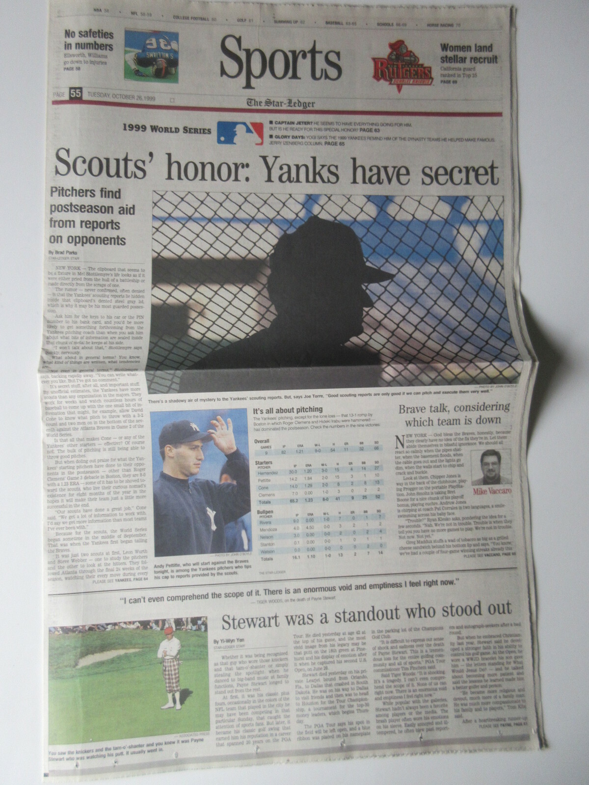 PAYNE STEWART DIES IN PLANE CRASH OCTOBER 26, 1999 THE STAR-LEDGER newspaper
