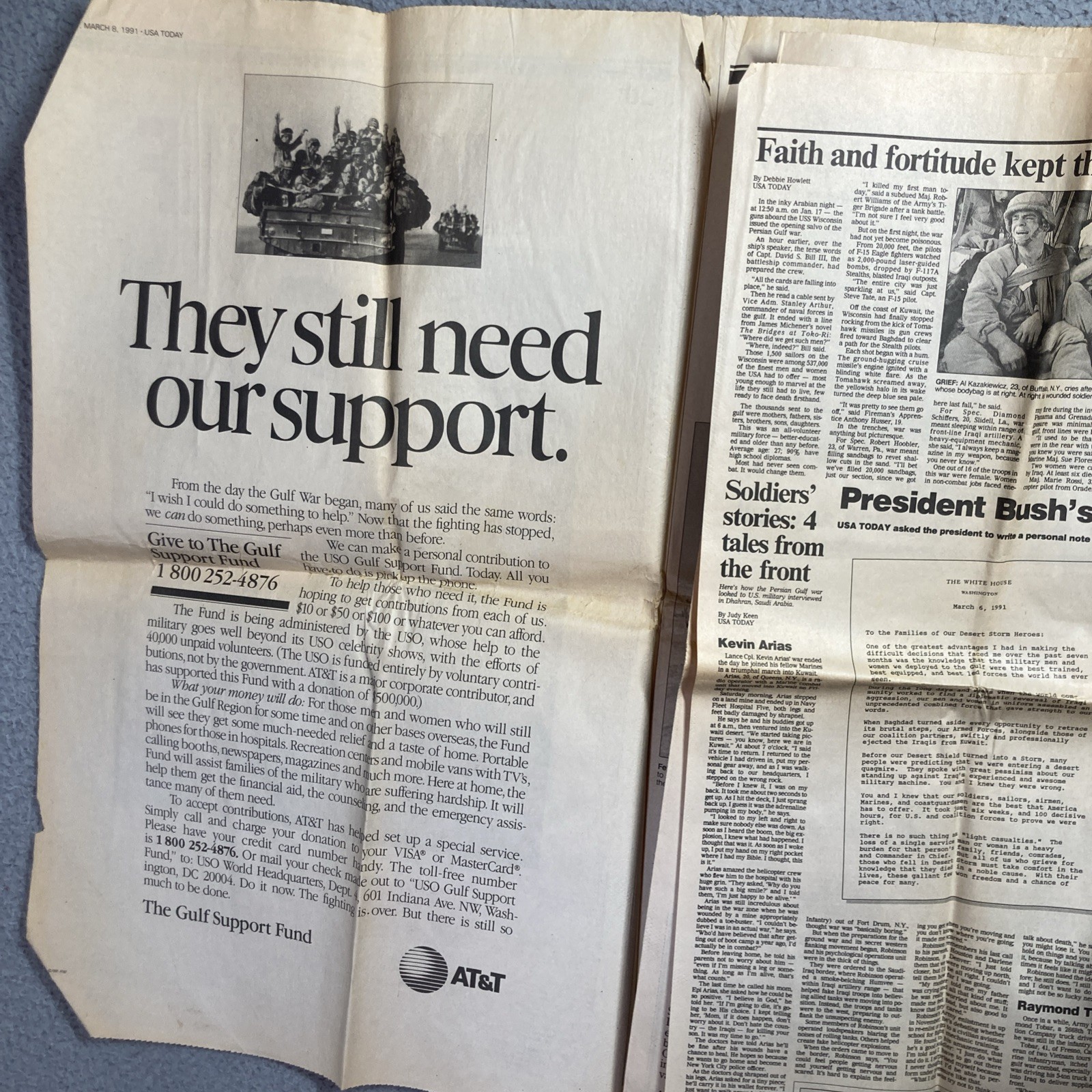 War In Gulf Headlines, Newspaper, USA Today Commemorative Edition March 8, 1991