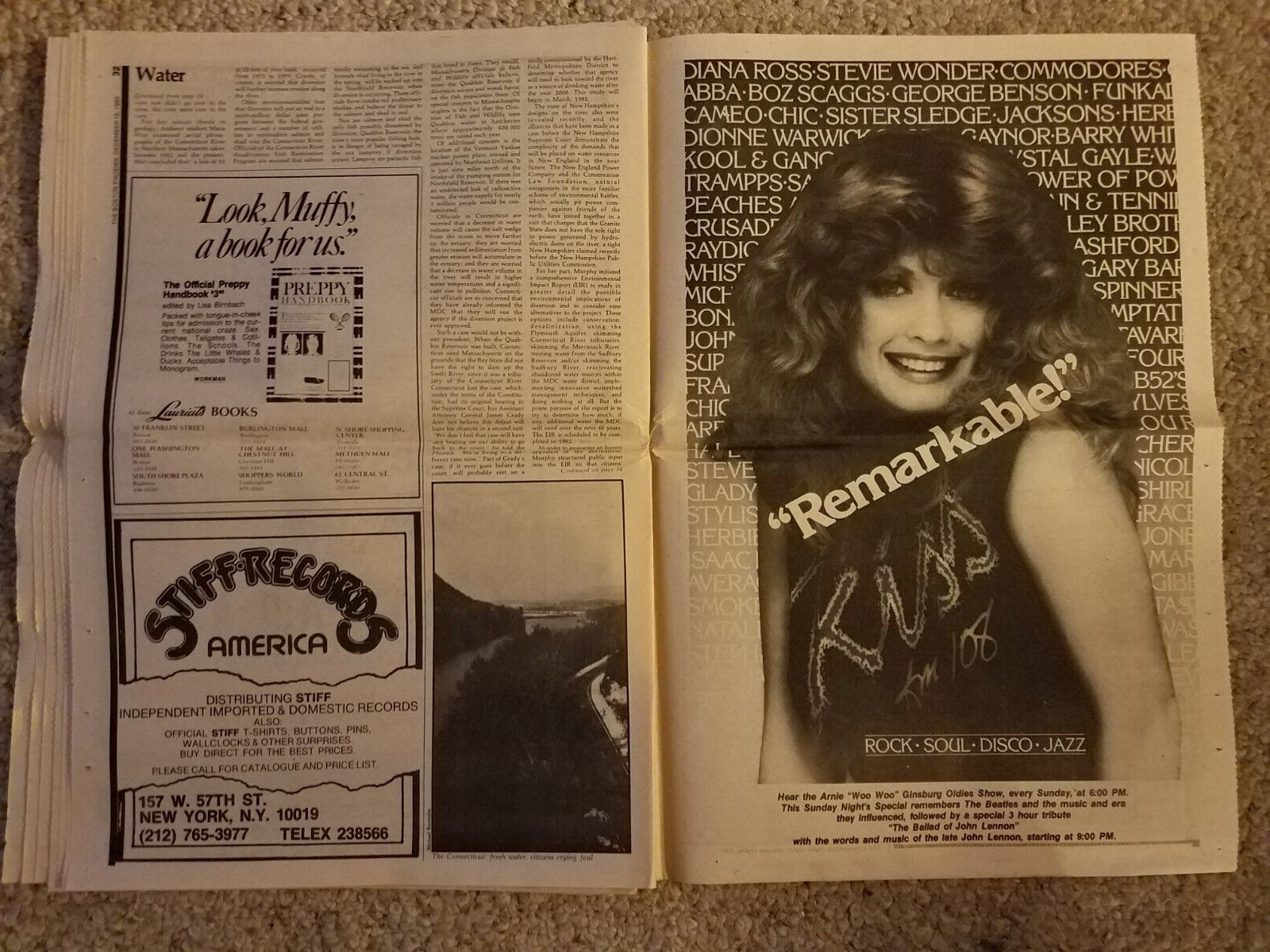 BOSTON PHOENIX Newspaper John Lennon Concert Ads Ramones Allman Bros 1980