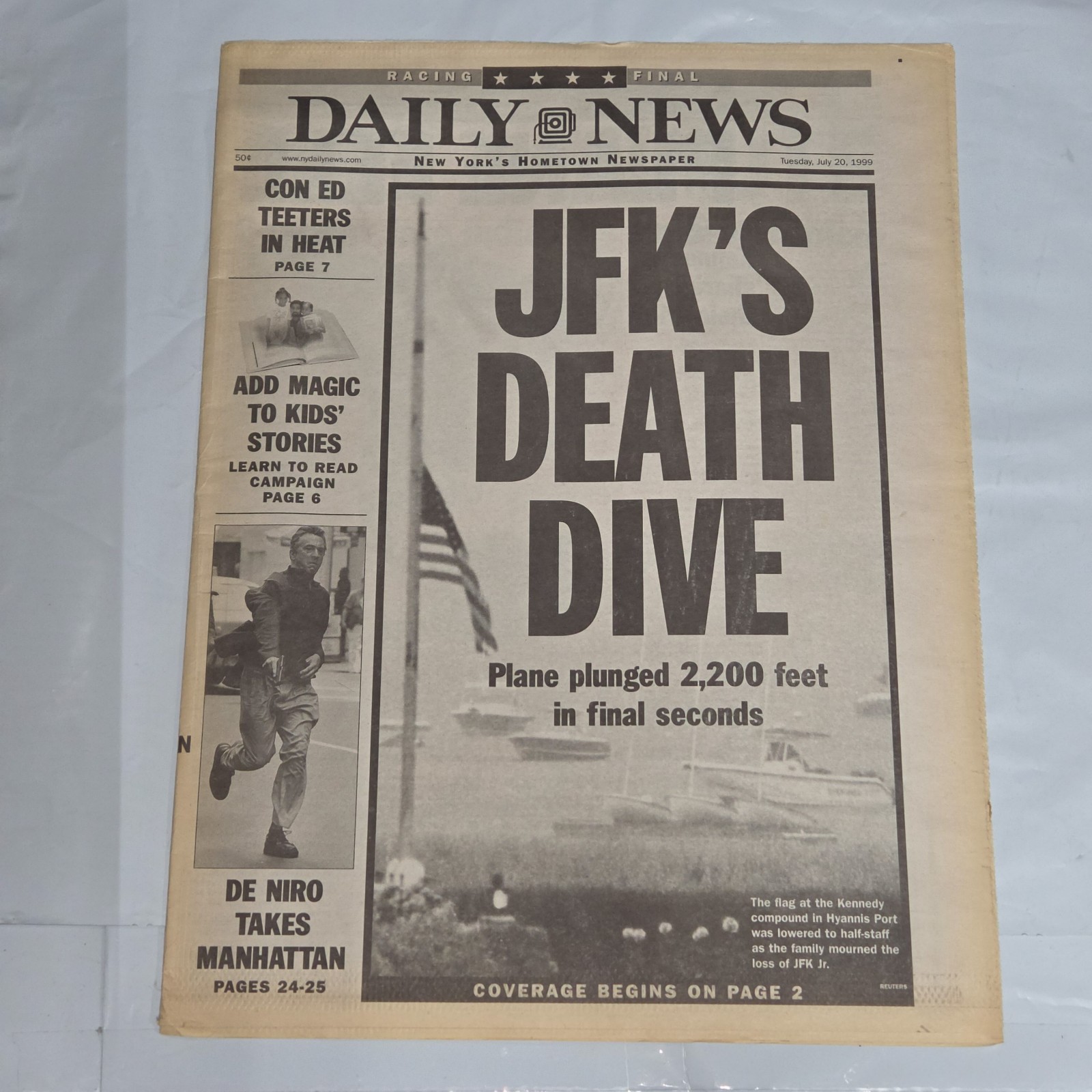 Daily News July 20 1999 JFK Jr Death Dive Newspaper Kennedy Plane Crash