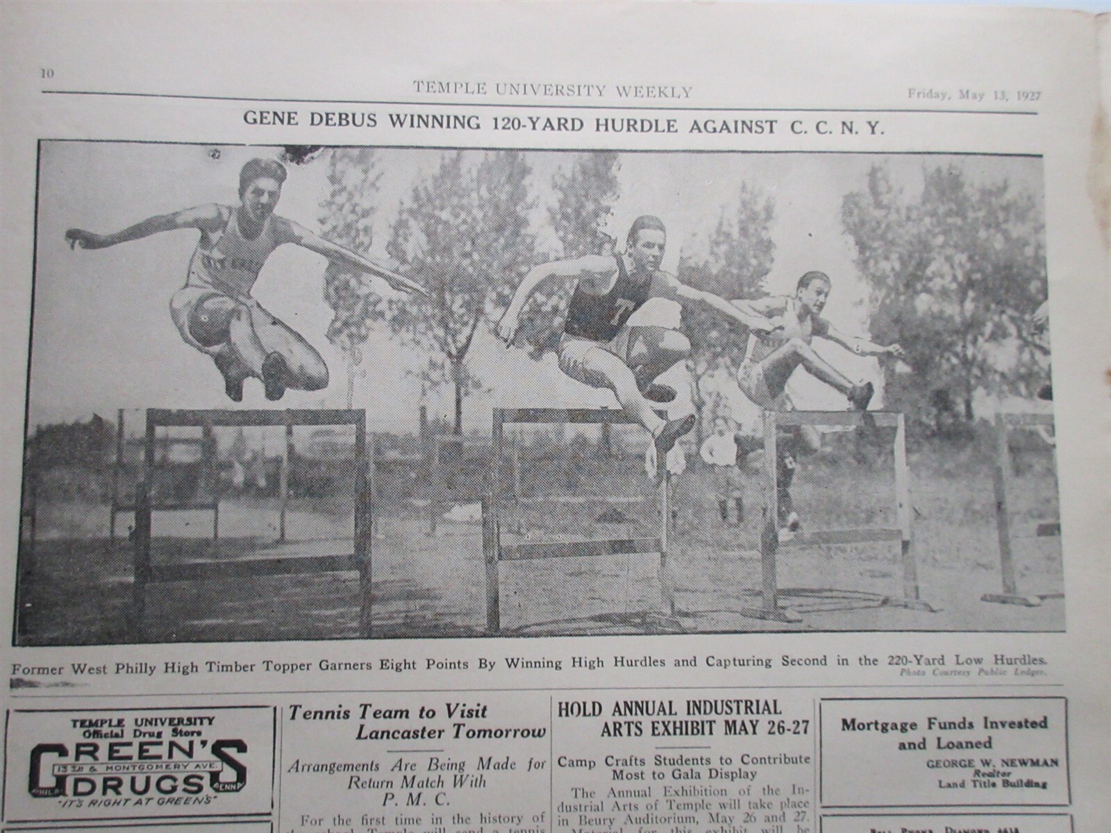 Temple University Weekly newspaper May 13, 1927 track baseball