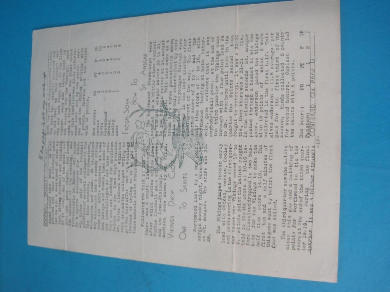 LOT OF 14 THE VIKING NORTHWOOD HIGHSCHOOL IOWA 1947-1948 NEWSPAPER BOOKLET RARE