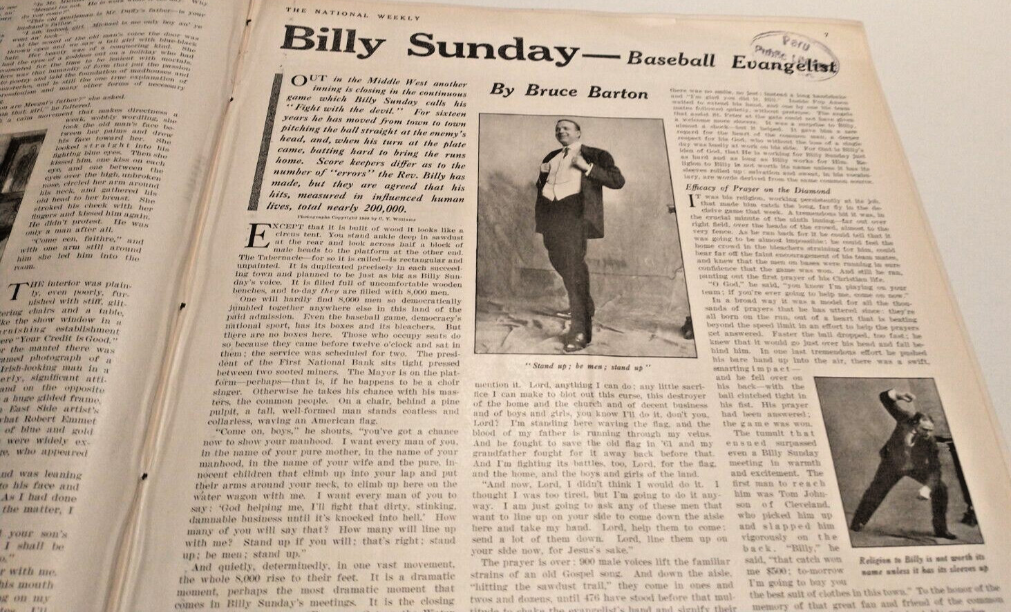 Colliers National Weekly ~ Billy Sunday Baseball Evangelist ~ 1913 Newspaper