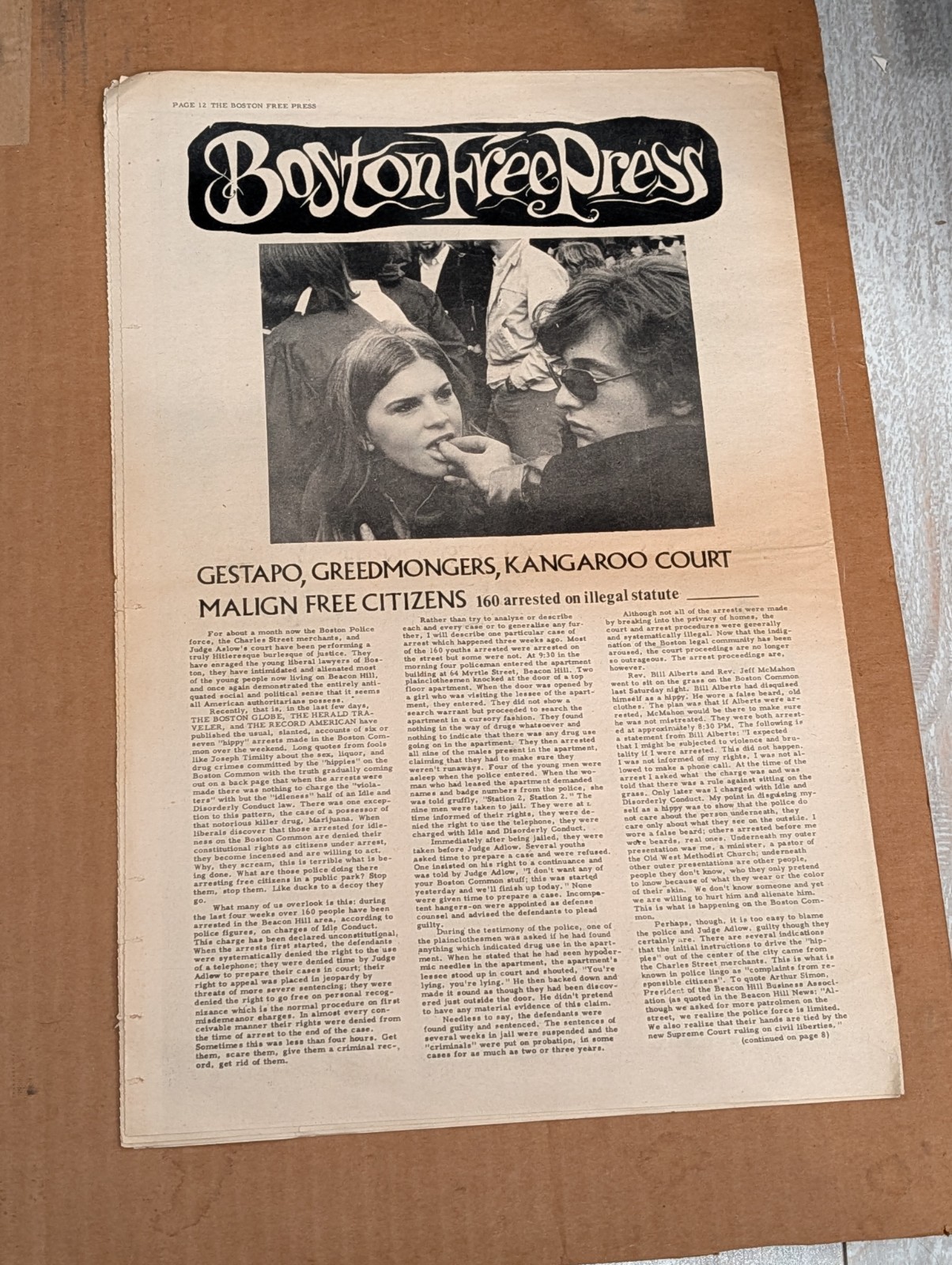 Boston Free Press No. 5 1968 Underground Newspaper Spock Trial Marcuse Antonioni