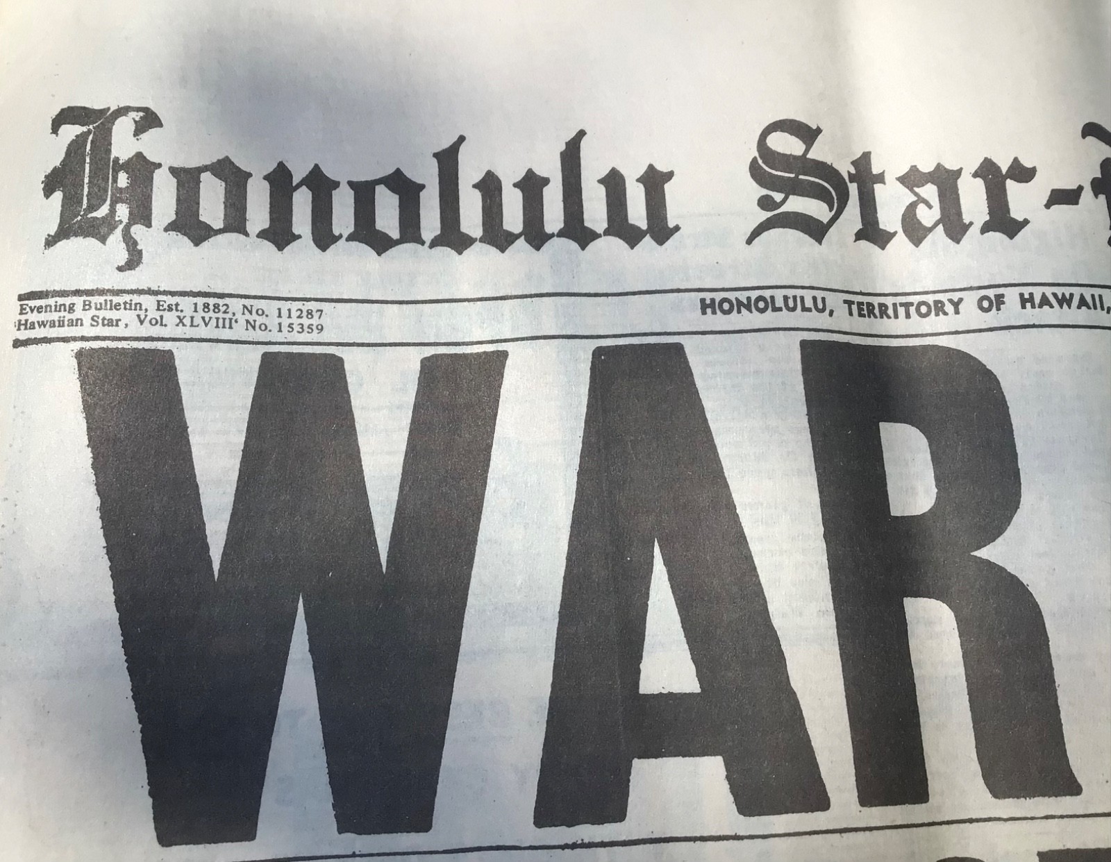 Honolulu Star-Bulletin Newspaper Extra Pearl Harbor December 7, 1941 Reprint