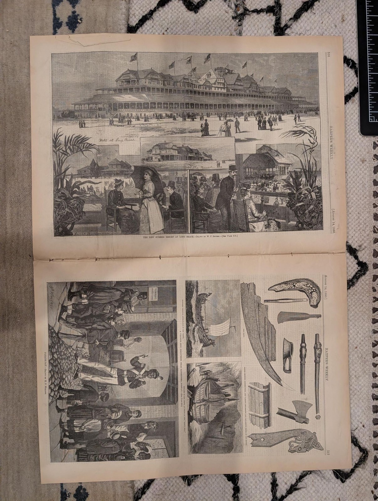 1880 Long Beach Resort, Parade Day, Nast — Harpers Weekly — Aug 14