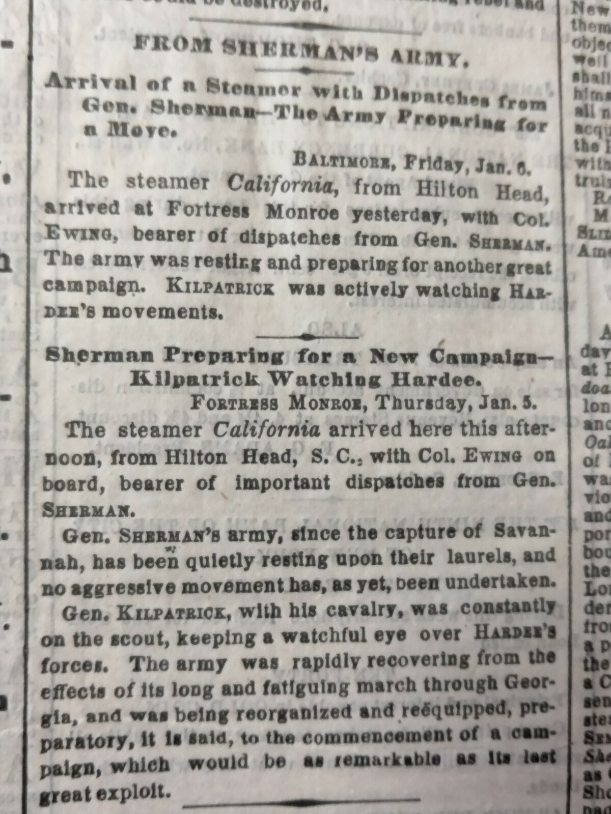Civil War Newspapers-TENNESSEE-HOOD’S FINAL AND DISASTROUS ESCAPE,GEN PRICE DEAD