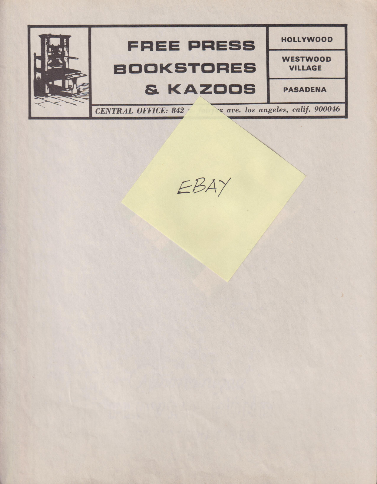 Los Angeles Free Press Newspaper 1 Sheet Stationary