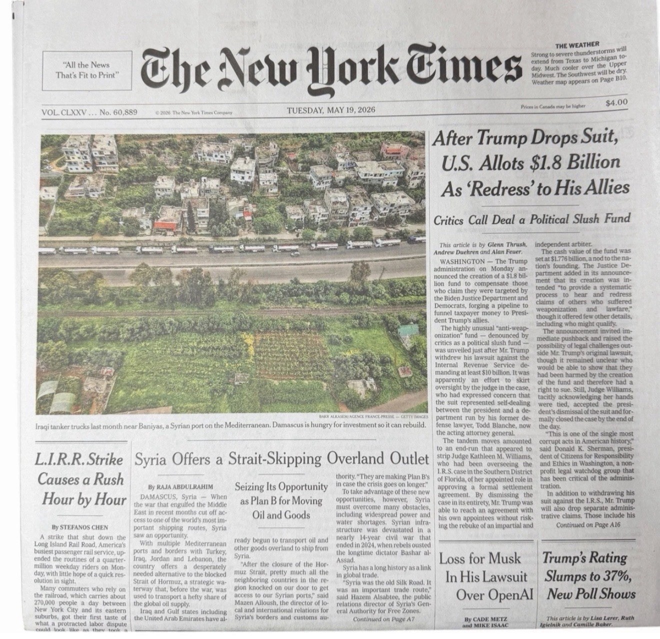 The New York Times News Paper LOT/9 May 16 17 18 19 20 21 22 23 24 -2026 UNREAD